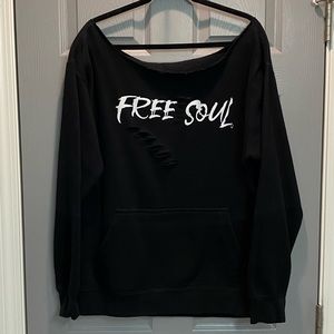 The Drive Clothing Company Free Soul Off the Shoulder Sweatshirt SZ L